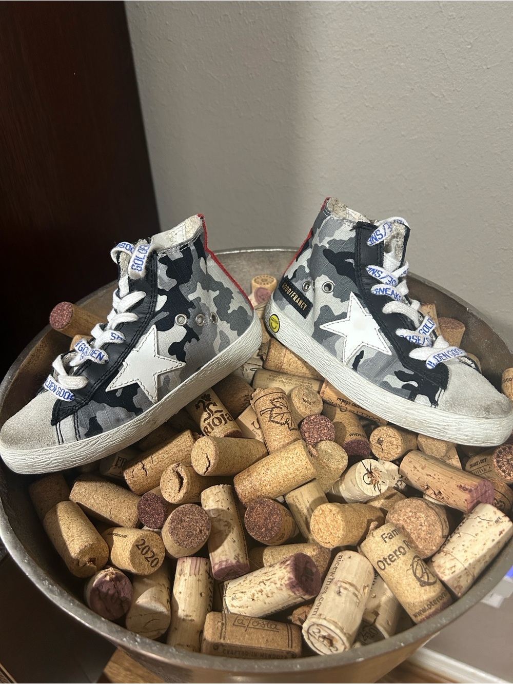 Golden Goose Baby High-Top Sneaker in Francy Camouflage & Star Size 25Eu/US 8t